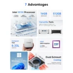 ACEMAGIC - V1 Intel N150 16GB RAM 512GB SSD Mini PC - Silver - Image 4