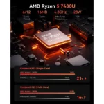 NiPoGi - E3B Mini PC Ryzen 5 7430U 16GB RAM 512GB - Black - Image 5